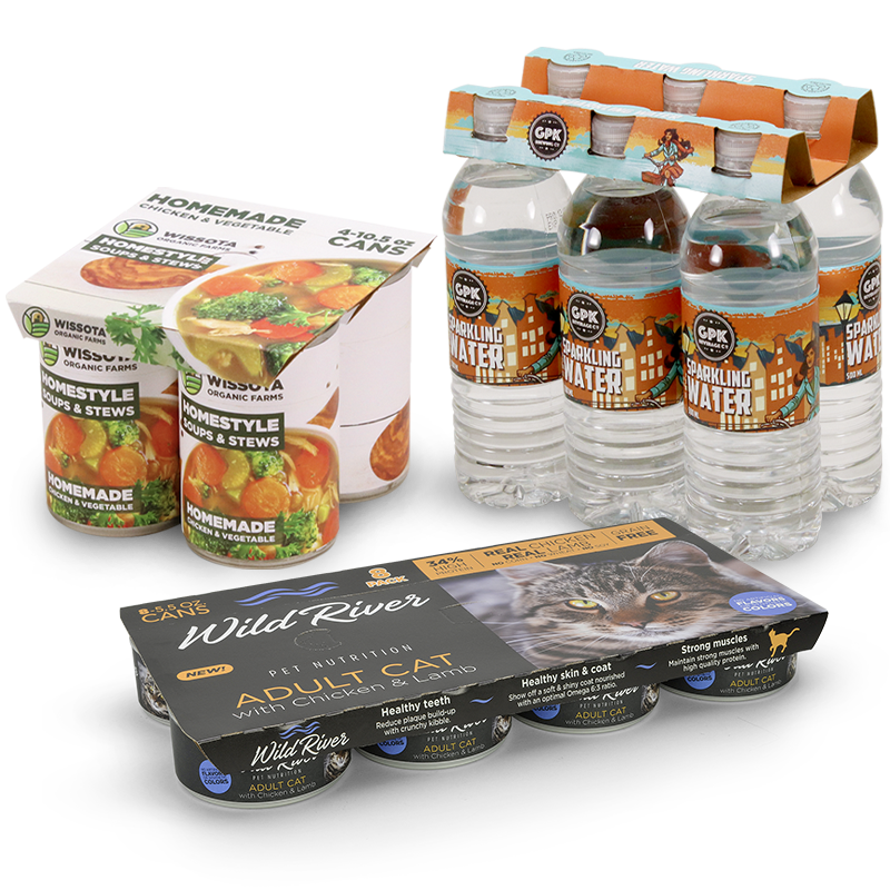 Cajas multipack estilo clip para alimentos y bebidas