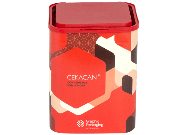 Cekacan™, que ofrece una tapa con bisagras para verter fácilmente, es una alternativa a base de fibra a los contenedores de plástico rígido y es ideal para productos secos y aplicaciones en polvo.