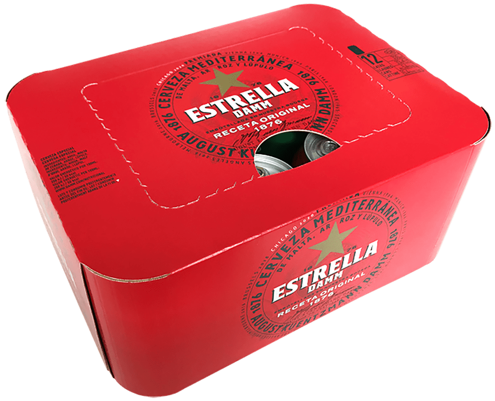 Estrella Damm colabora con Graphic Packaging para sustituir la película retráctil de plástico por cajas de cartón completamente cerradas a base de fibra.